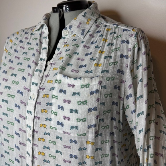 White Glasses Print Button Down Shirt Zac & Rachel - Picture 2 of 5